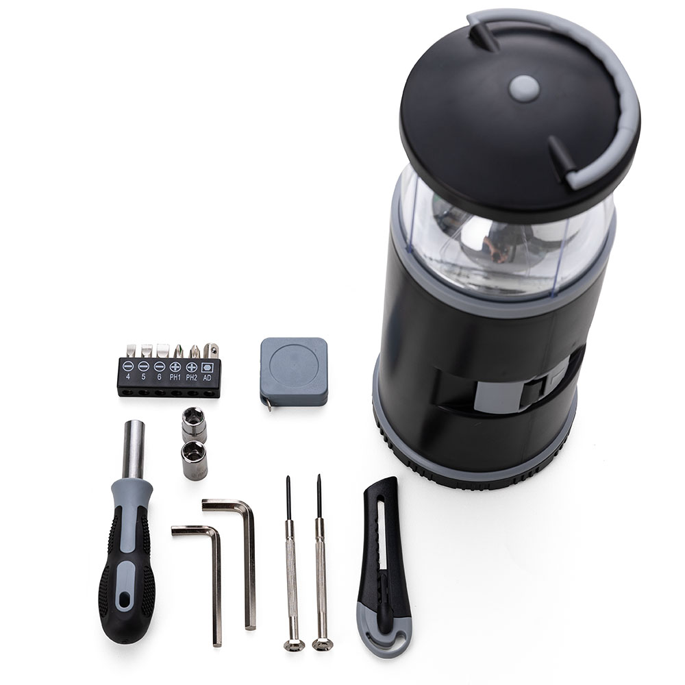 Lanterna com kit de ferramentas embutido, prática e portátil para casa e viagem