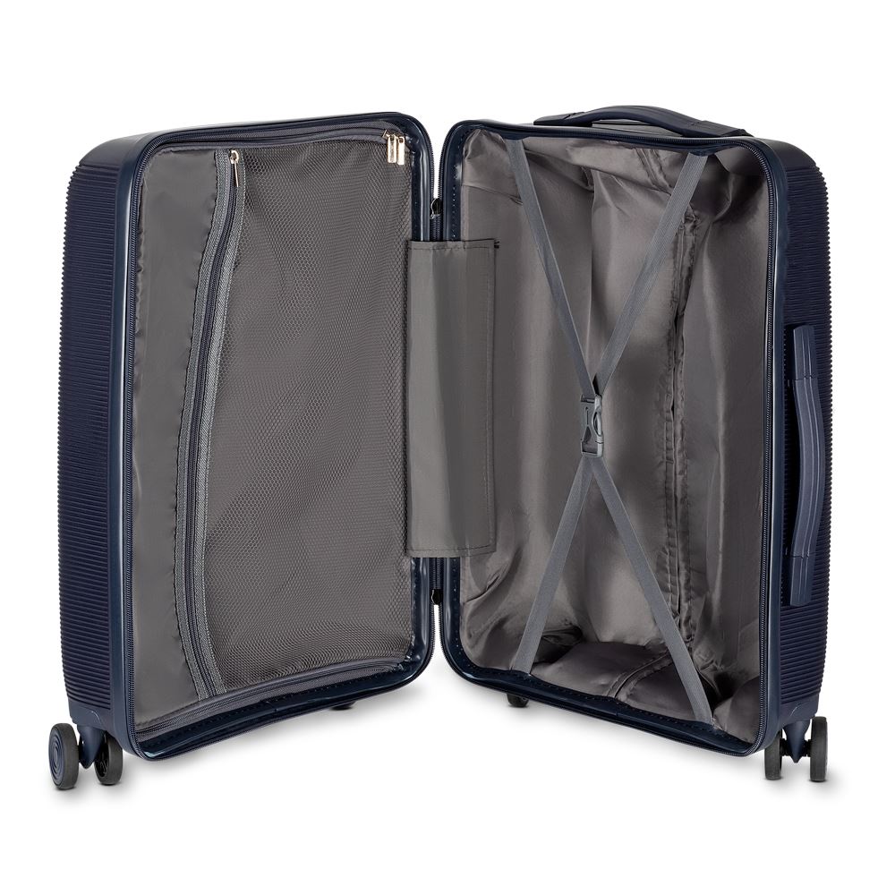 Mala 40L Azul com USB e Rodas 360° – Bagagem de Mão Leve e Resistente