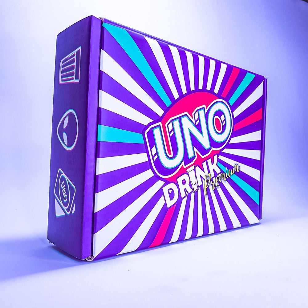 O UNO Drink é o jogo que vai transformar sua festa! Com cartas oficiais, copos de vidro e regras ousadas, a diversão está garantida. Entrega com frete grátis. Vem viver esse rolê!