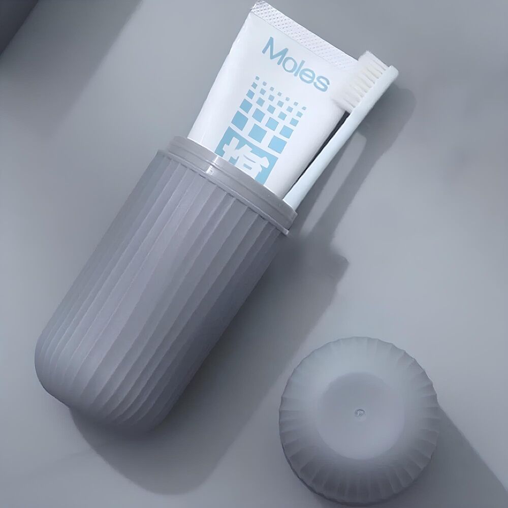 Estojo Porta Escova e Pasta de Dentes compacto para viagem, ideal para manter higiene e organização