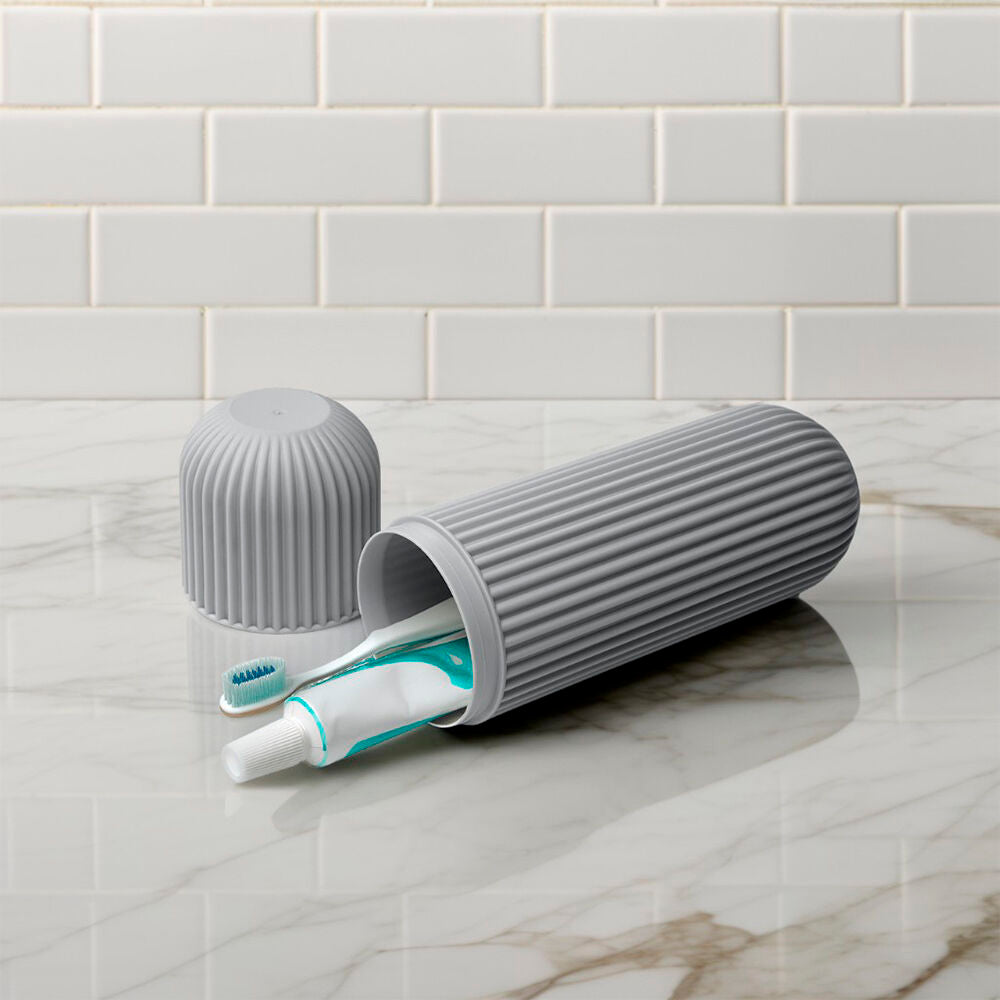 Estojo Porta Escova e Pasta de Dentes compacto para viagem, ideal para manter higiene e organização