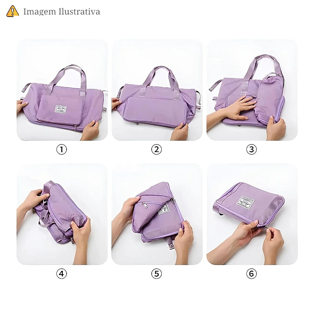 Bolsa de Viagem Dobrável com Compartimento Úmido/Seco
