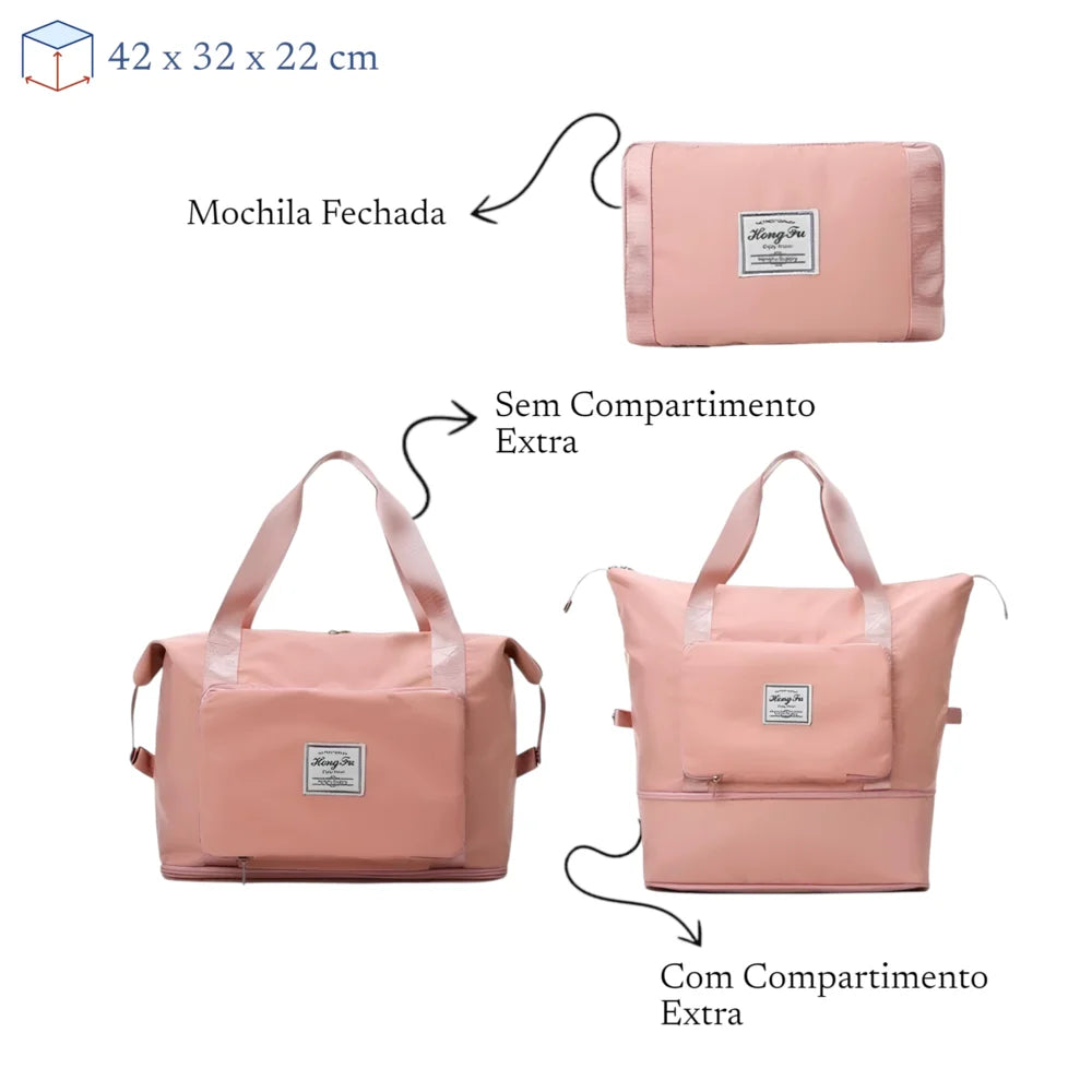 Bolsa de Viagem Dobrável com Compartimento Úmido/Seco