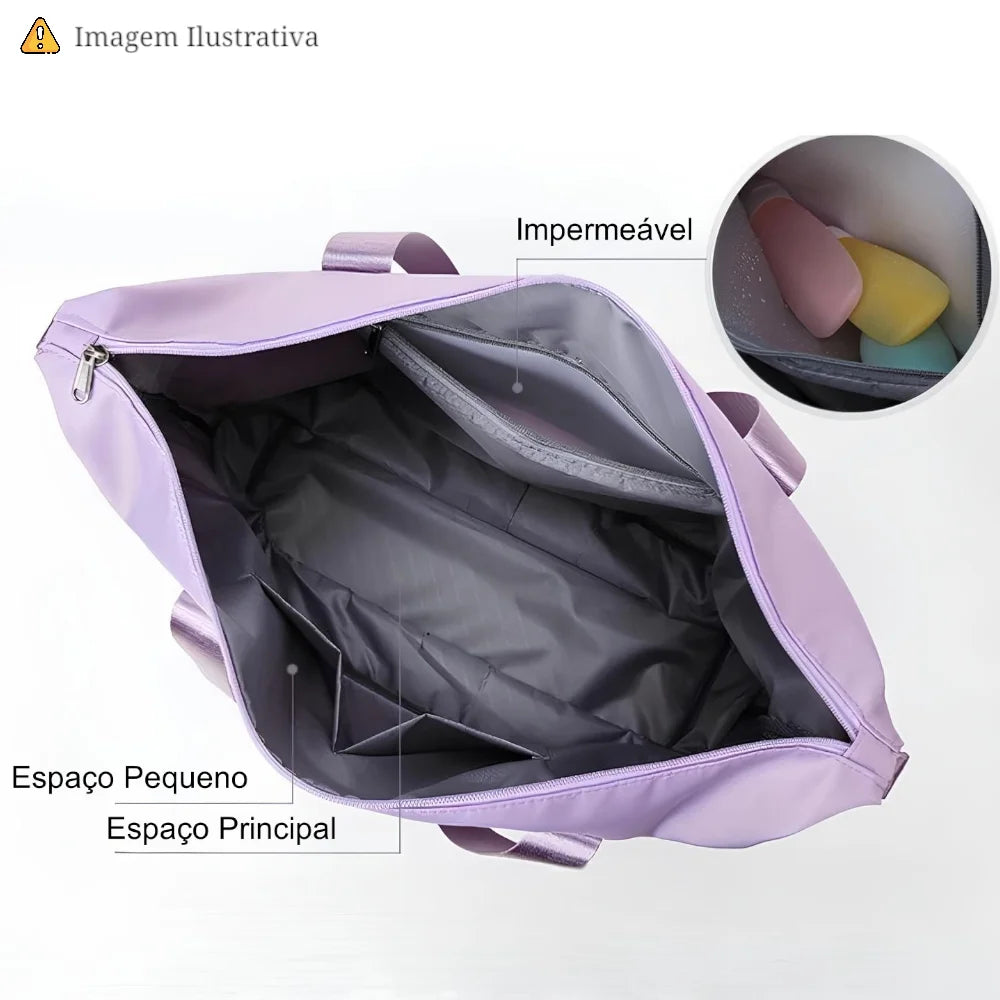 Bolsa de Viagem Dobrável com Compartimento Úmido/Seco