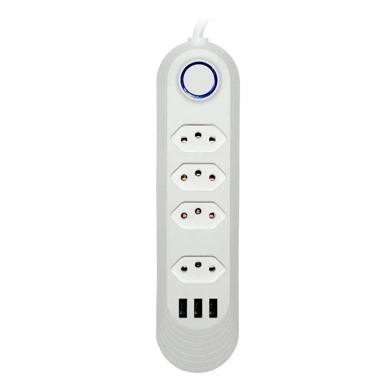 Extensão Régua Elétrica 2m - 4 Tomadas e 3 Portas USB - Mandatory