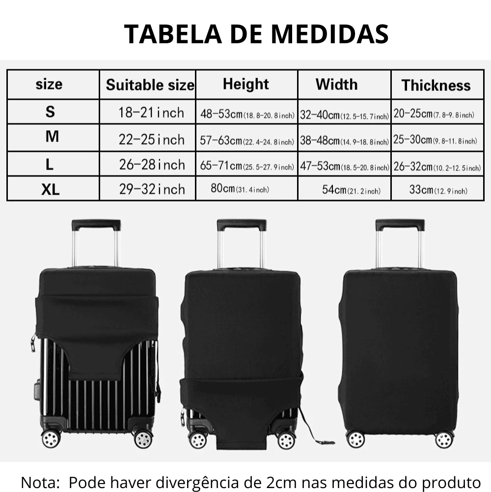 Capa Protetora para Mala Preta com Estampa de Letras - Mandatory