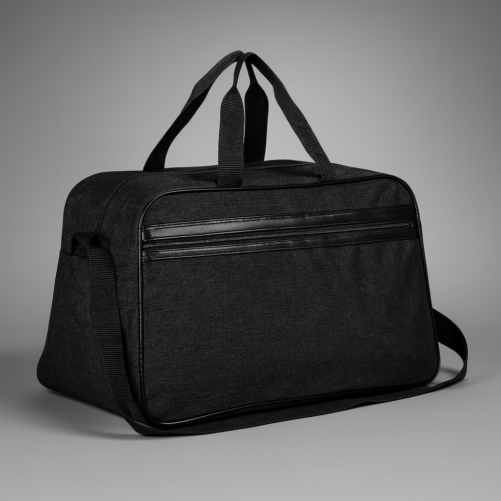 Bolsa de atividades em poliéster com compartimento interno espaçoso, alça ajustável e bolso externo com zíper, ideal para treinos e rotina diária.