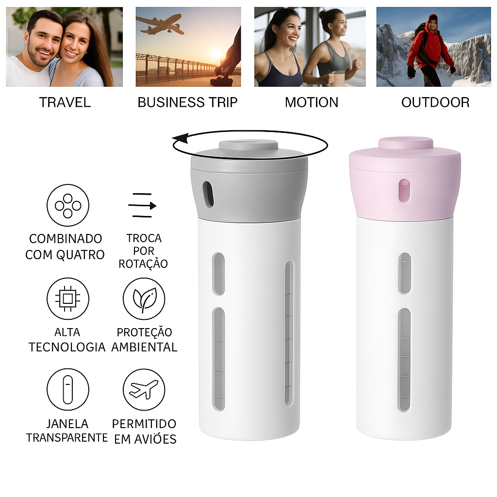 Easy Trip Mini Porta Cosméticos com 4 Frascos Internos para Viagem - Mandatory