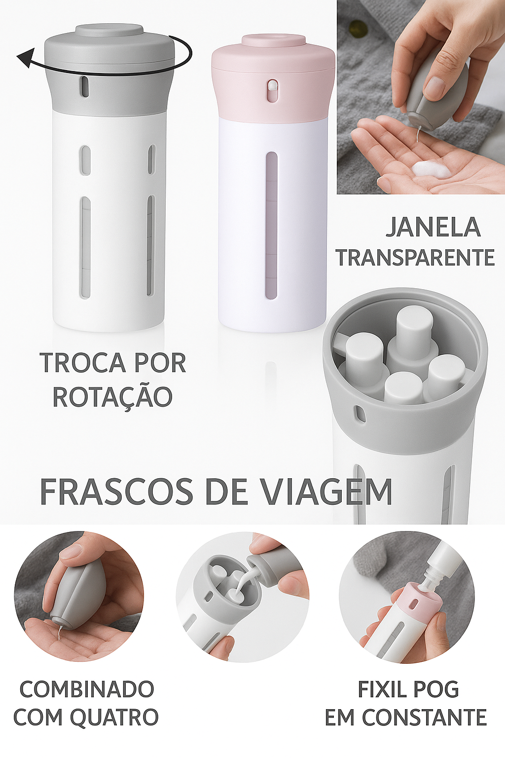 Easy Trip Mini Porta Cosméticos com 4 Frascos Internos para Viagem - Mandatory