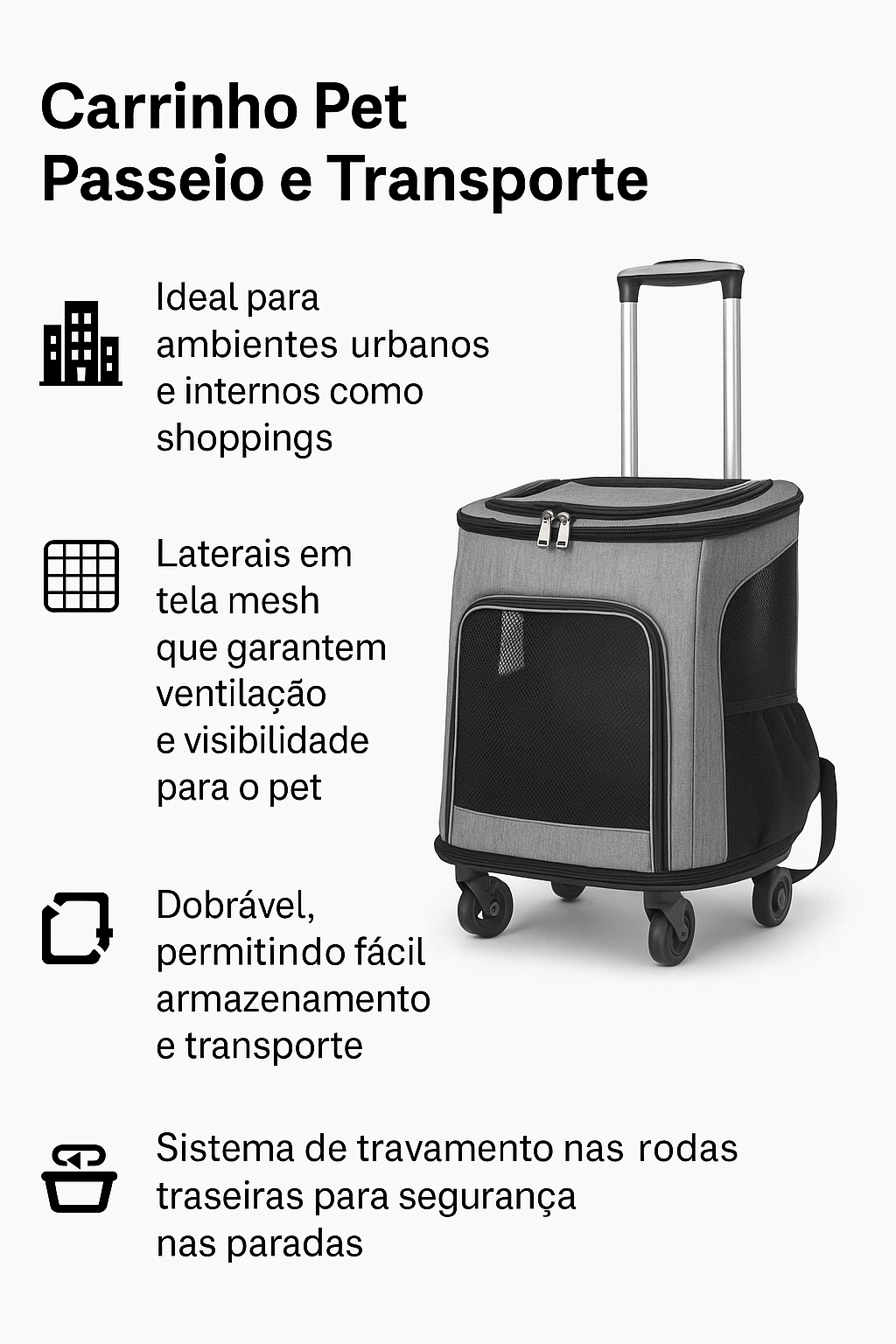 Mala Mochila de Transporte para Pets com Rodinhas – Conforto e Praticidade - Mandatory