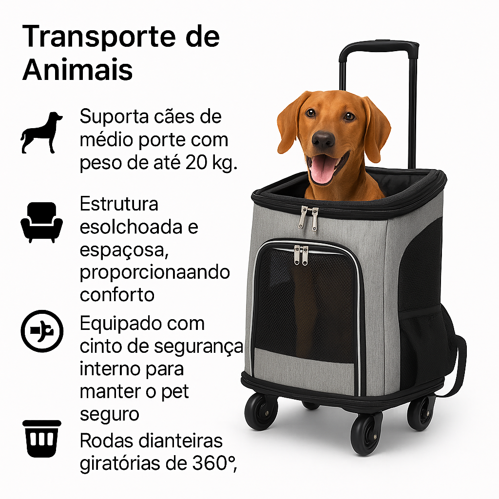 Mala Mochila de Transporte para Pets com Rodinhas – Conforto e Praticidade - Mandatory