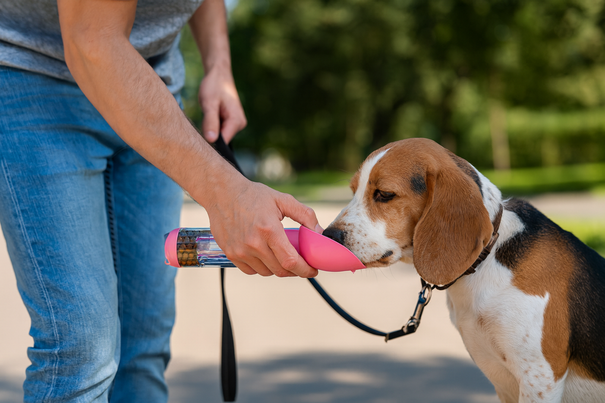Copo Portátil 2 em 1 para Cães – Água e Alimentos (500 ml), Sem Vazamentos