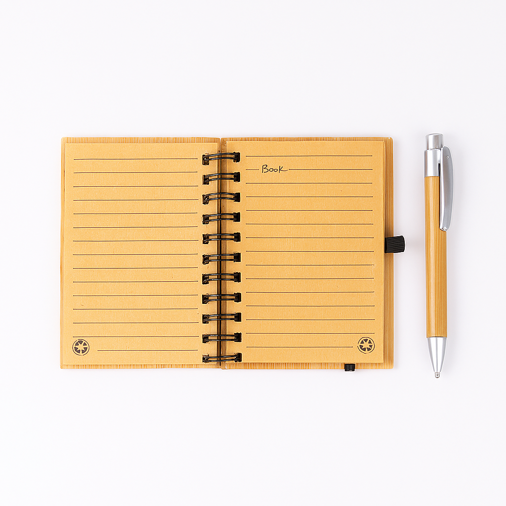 Caderno em Bambu com Caneta Ecológica – 60 Folhas - Mandatory