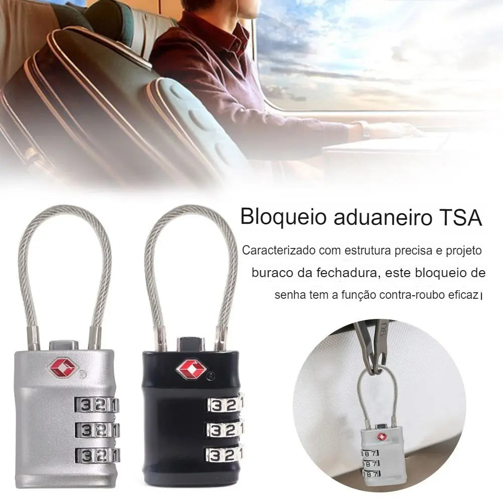 Cadeado TSA com Combinação de 3 Dígitos Proteção para Malas - Mandatory