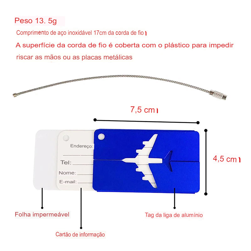 Etiqueta de Bagagem de Alumínio - Segurança nas Viagens - Mandatory