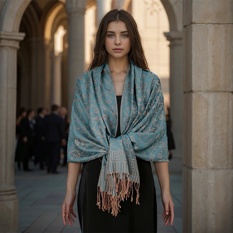 Cachecol de Luxo Lenço de Cashmere Feminino Estampado - Mandatory
