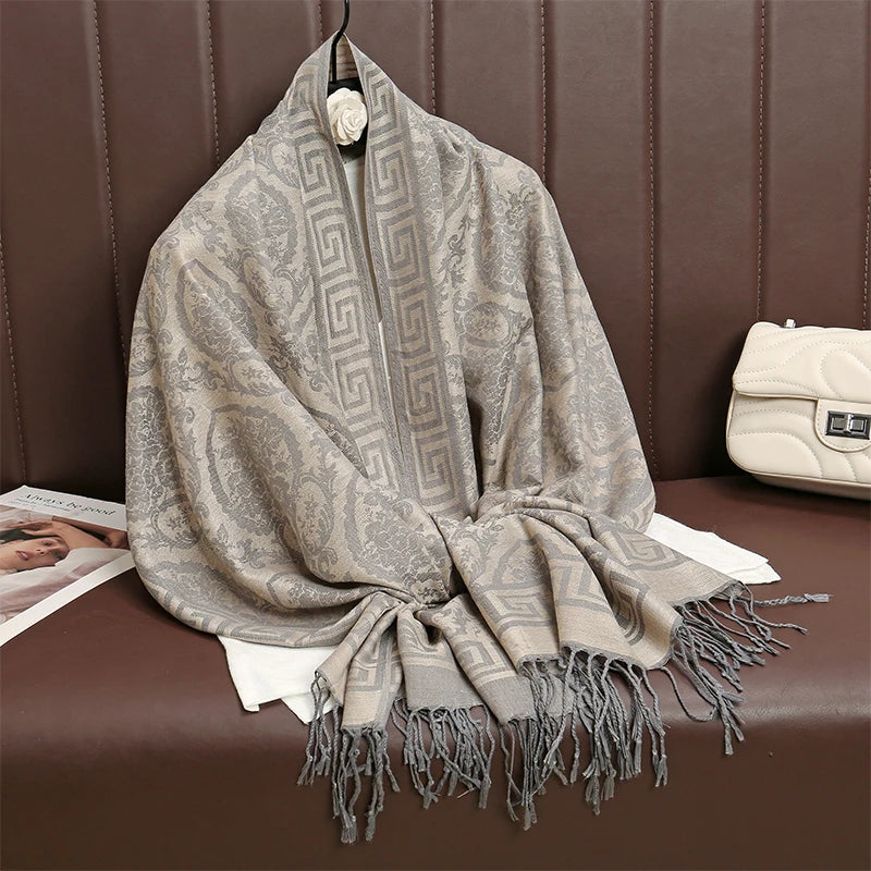 Cachecol de Luxo Lenço de Cashmere Feminino Estampado - Mandatory