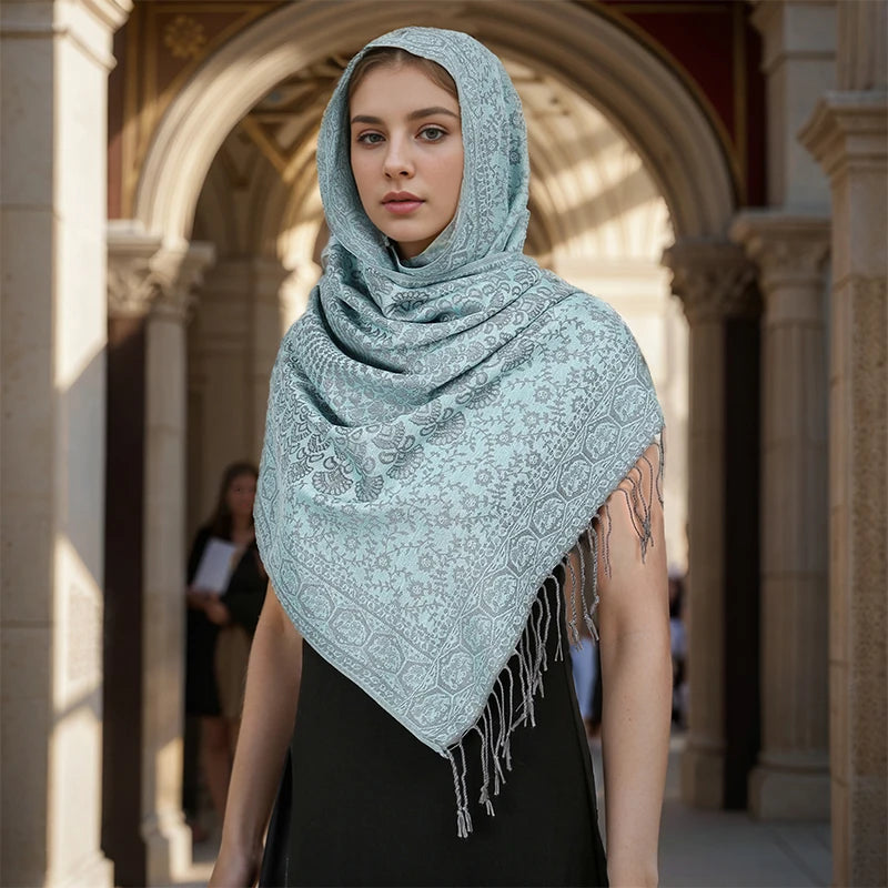 Cachecol de Luxo Lenço de Cashmere Feminino Estampado - Mandatory