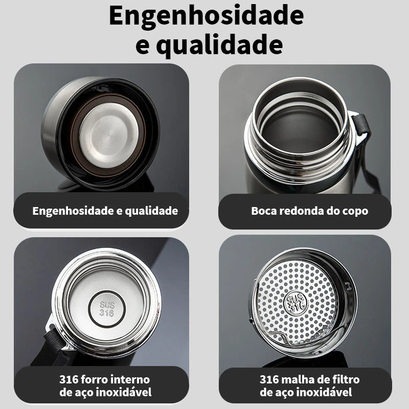 Garrafa Térmica de Aço Inoxidável com Dupla Isolação - Mandatory