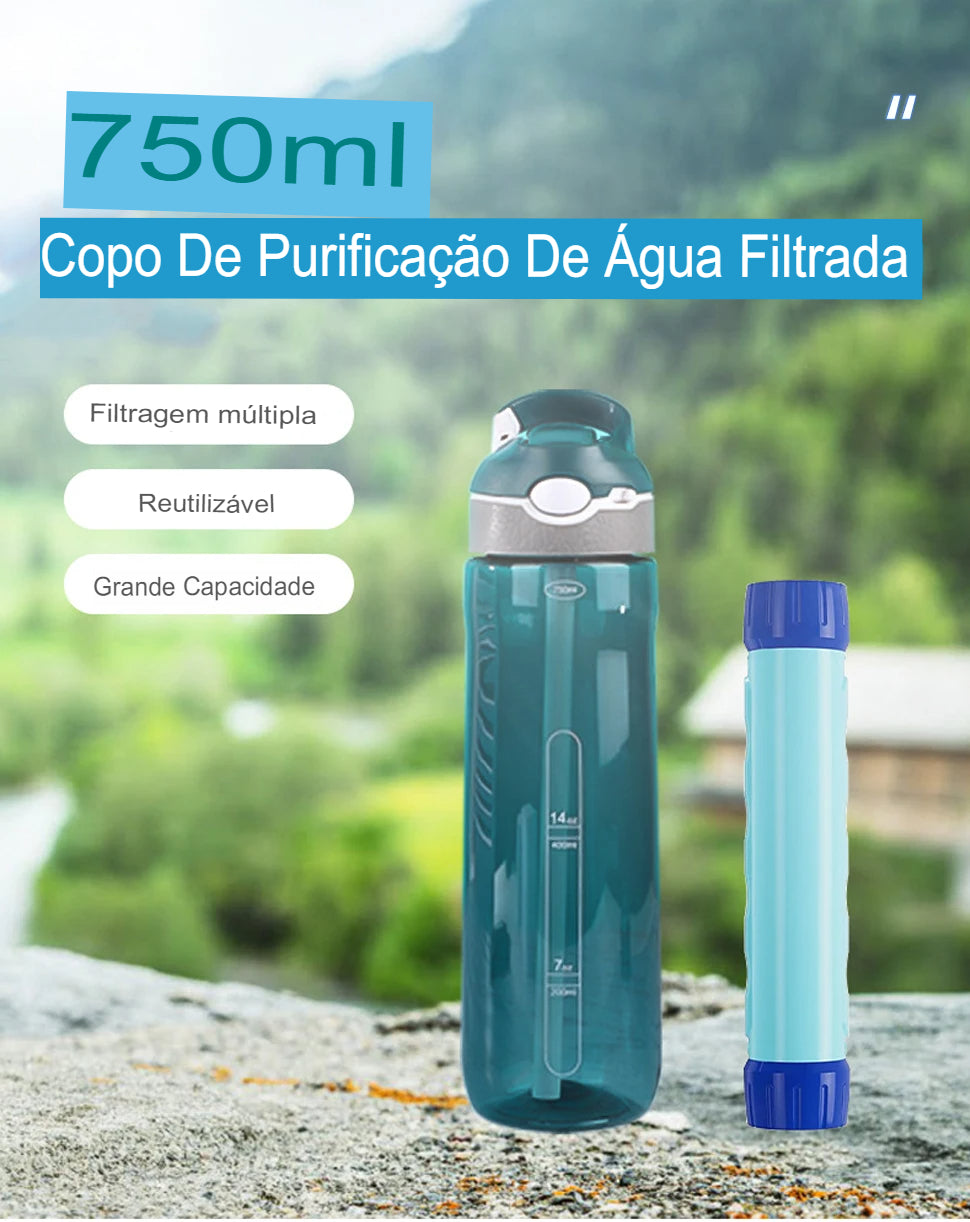 Garrafa com Filtro Purificador de Água 750ML - Mandatory
