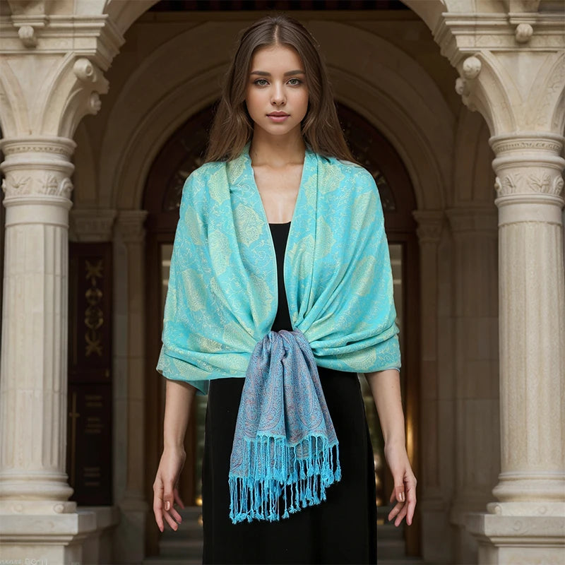 Cachecol de Luxo Lenço de Cashmere Feminino Estampado - Mandatory