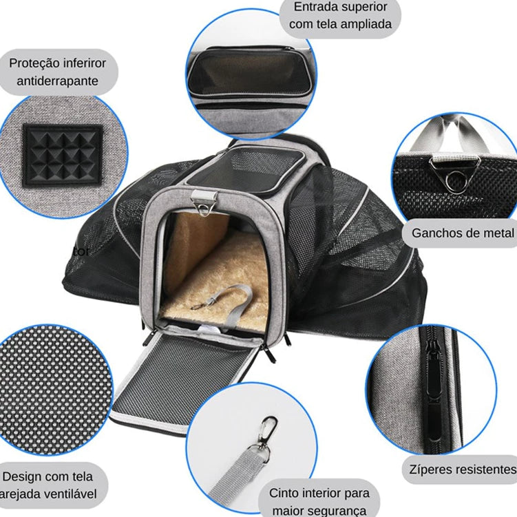 Bolsa de Transporte para Pets Expansível para Viagens e Avião - Mandatory