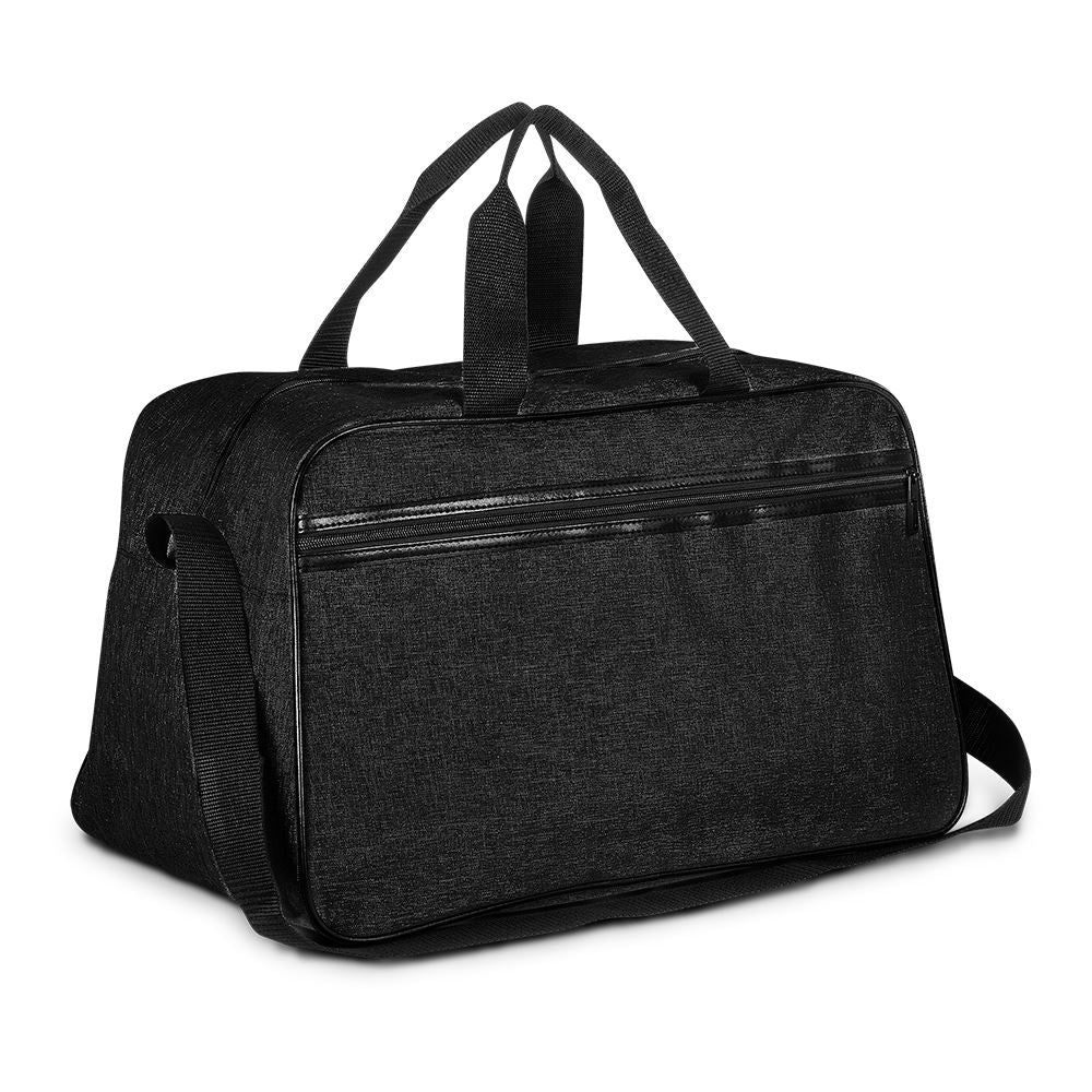 Bolsa de atividades em poliéster com compartimento interno espaçoso, alça ajustável e bolso externo com zíper, ideal para treinos e rotina diária.