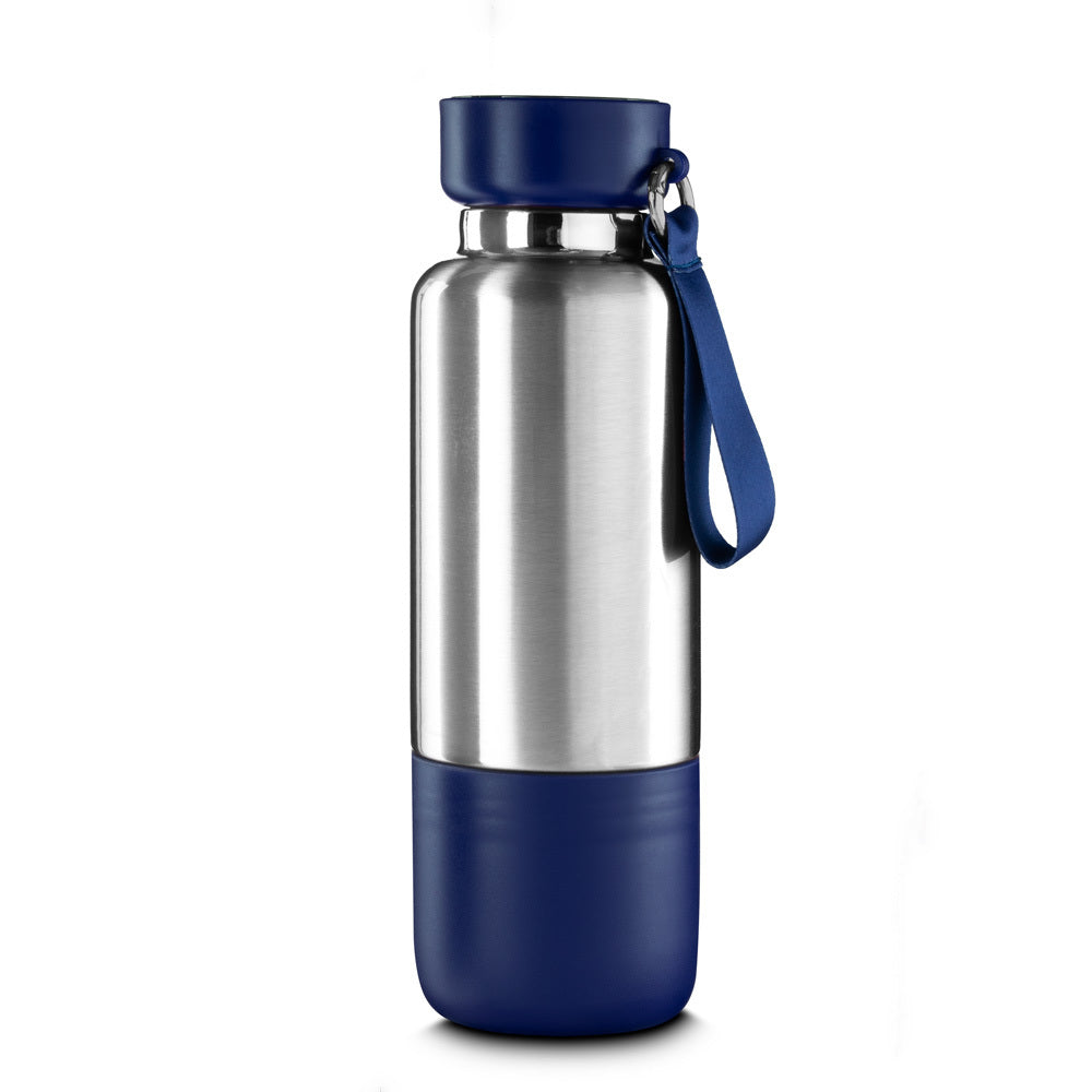 Garrafa térmica de 500ml em aço inox com copo extra rosqueável e compartimento para objetos