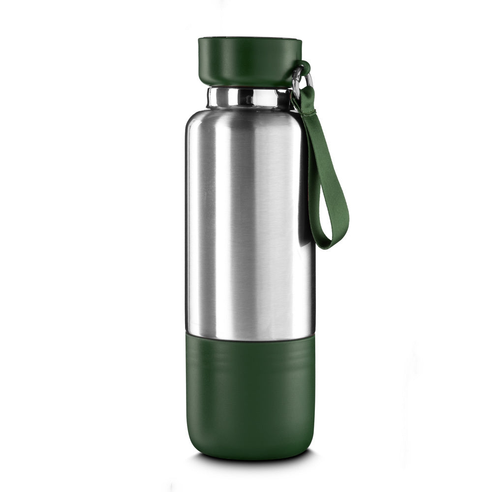 Garrafa térmica de 500ml em aço inox com copo extra rosqueável e compartimento para objetos