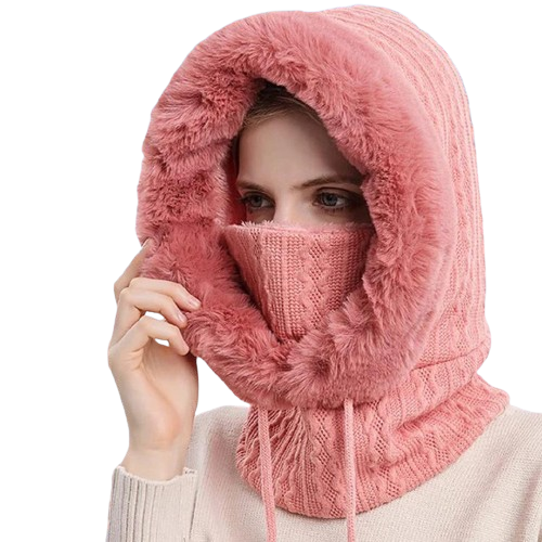 Gorro Mari Feminino em Trico Cashmere com Balaclava e Gola Multifuncional - Mandatory