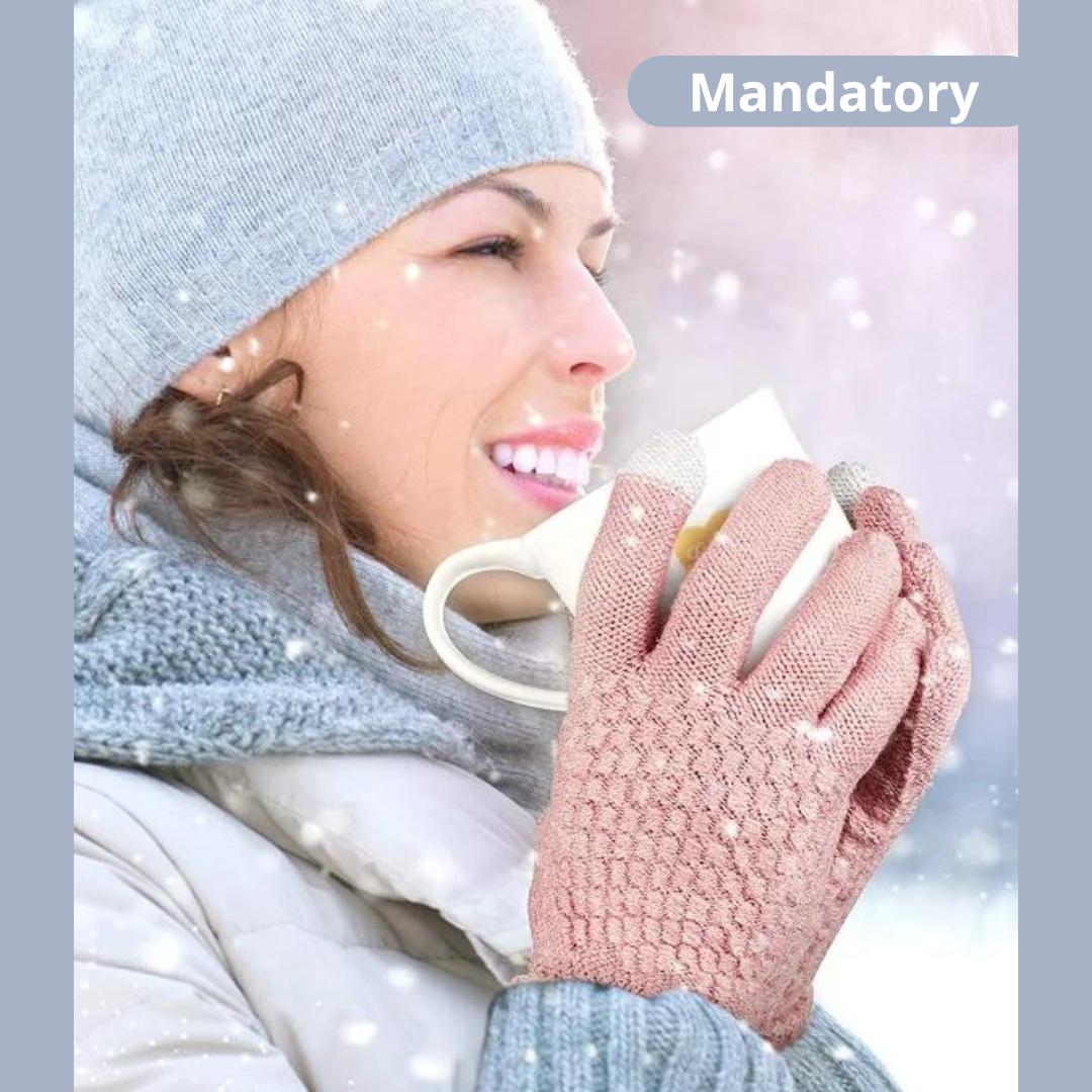 Luvas de Lã Unissex Toque Macio Tochscreen - Mandatory