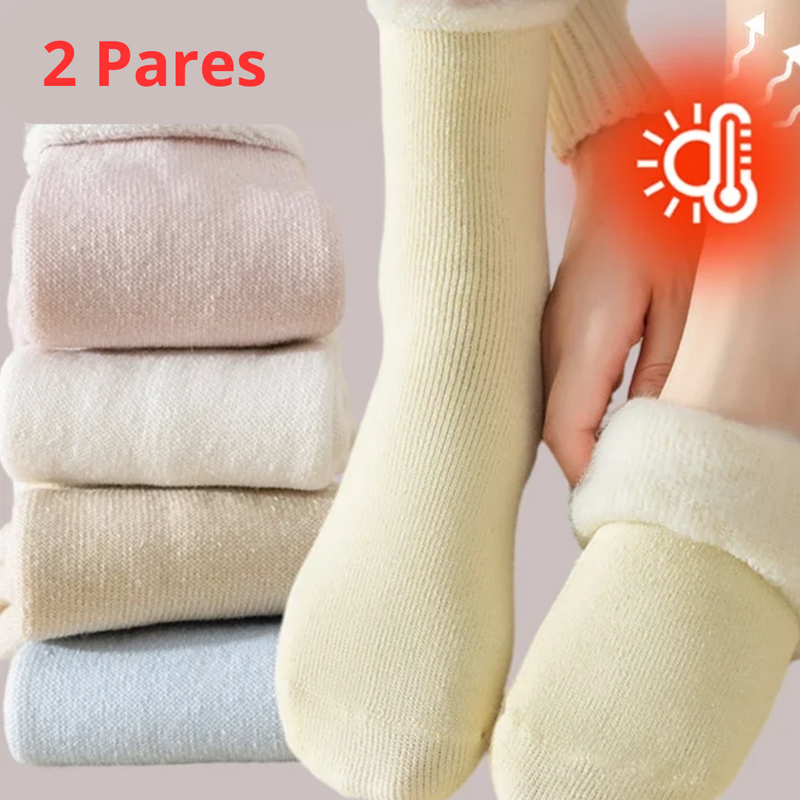 2 Pares de Meias Térmicas Feminina em Lã de Cashmere Natural e Macias As Meias Casuais em tecido de lã cashmere são perfeitas para quem busca conforto e estilo em dias frios.  Mandatory.com.br