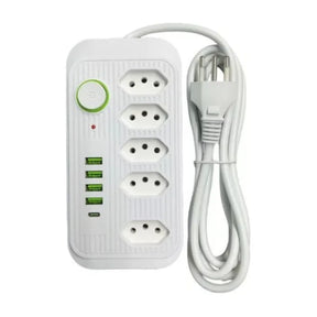 Extensão com 5 tomadas 4 USB 1 Type-C Universal Bivolt Power 110V/220V 2m - Mandatory