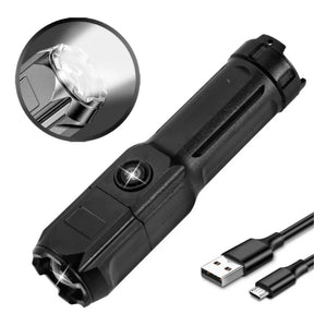 Lanterna Tática Recarregável USB com LED e Zoom Direcional - Resistente à Água - Mandatory