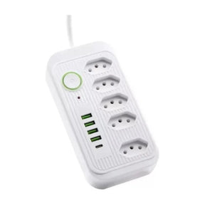 Extensão com 5 tomadas 4 USB 1 Type-C Universal Bivolt Power 110V/220V 2m - Mandatory