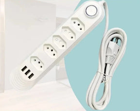 Extensão Régua Elétrica 2m - 4 Tomadas e 3 Portas USB - Mandatory