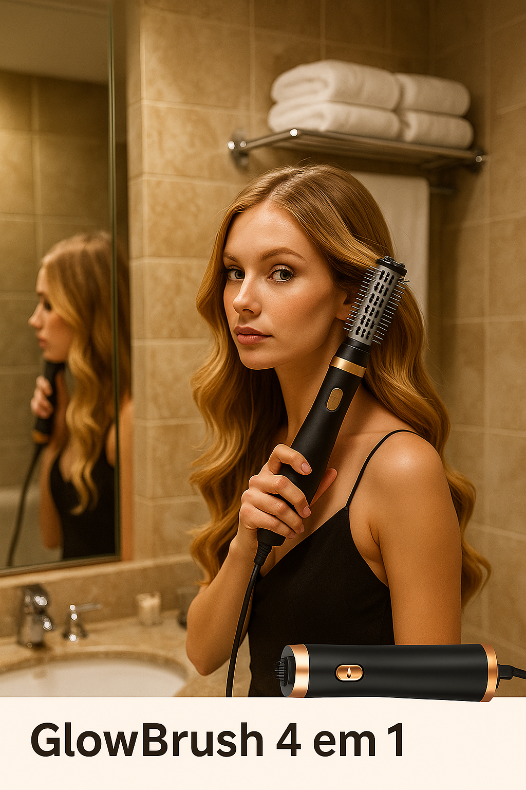 GlowBrush 4 em 1 - Escova Secadora, Alisadora e Modeladora - Mandatory
