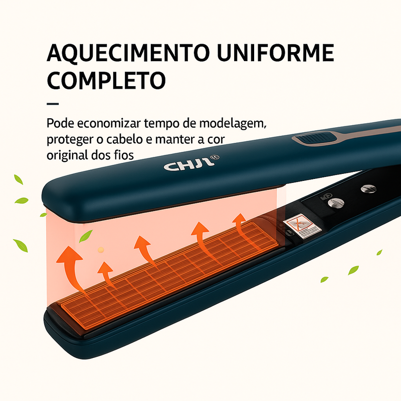 Leve praticidade e estilo na sua mala! A Mini Prancha para Viagem aquece em 30s, reduz o frizz e cuida dos fios com tecnologia cerâmica. Compacta, versátil e ideal para qualquer tipo de cabelo.