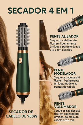 GlowBrush 4 em 1 - Escova Secadora, Alisadora e Modeladora - Mandatory