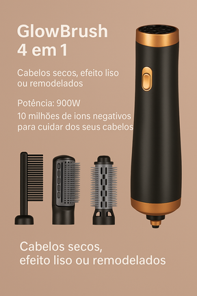 GlowBrush 4 em 1 - Escova Secadora, Alisadora e Modeladora - Mandatory