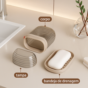 Saboneteira Viaggio – Compacta, com Drenagem e Tampa Segura - Mandatory