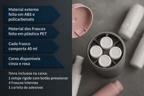 Easy Trip Mini Porta Cosméticos com 4 Frascos Internos para Viagem - Mandatory