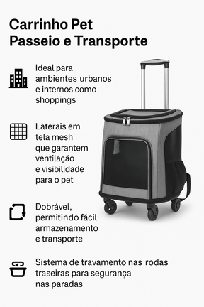 Mala Mochila de Transporte para Pets com Rodinhas – Conforto e Praticidade - Mandatory