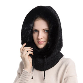 Gorro Mari Feminino em Trico Cashmere com Balaclava e Gola Multifuncional - Mandatory