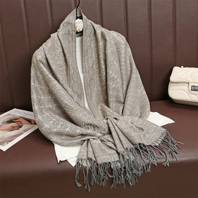 Cachecol de Luxo Lenço de Cashmere Feminino Estampado - Mandatory