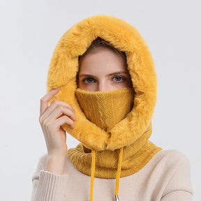 Gorro Mari Feminino em Trico Cashmere com Balaclava e Gola Multifuncional - Mandatory