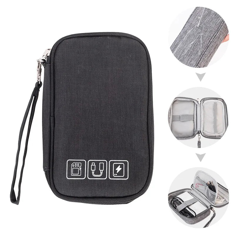 Mantenha seus cabos e gadgets organizados com a Bolsa Organizadora de Cabos Impermeável. Perfeita para viagens, negócios e uso diário. mandatory.com.br