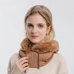 Gorro Mari Feminino em Trico Cashmere com Balaclava e Gola Multifuncional - Mandatory