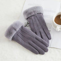 Luvas Femininas Plush Velvet Forradas com Lã Térmica Touchscreen Impermeáveis - Mandatory