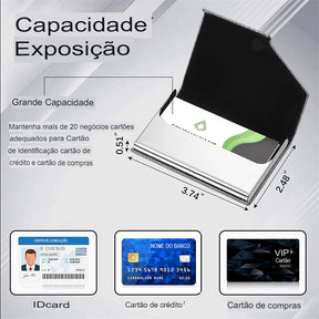 Porta-Cartão de Visitas com Fecho Magnético em Couro e Aço Inoxidável - Mandatory